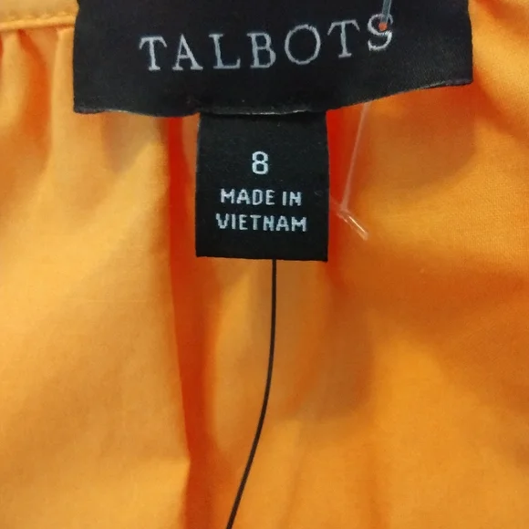 Talbots Smocked Poplin Midi Dress Size 8 Bright Marigold New NWT - Picture 4 of 5